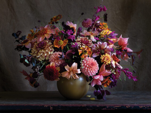 Christin Geall dahlia arrangement