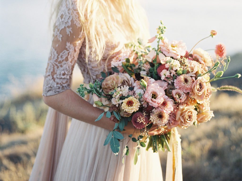 A bride holding a bouquet