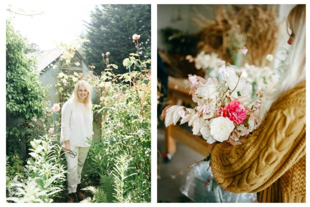 Nicole Land in her garden and studio